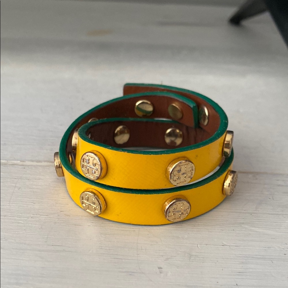 Tory Burch Yellow and Green Double-Wrap Bracelet